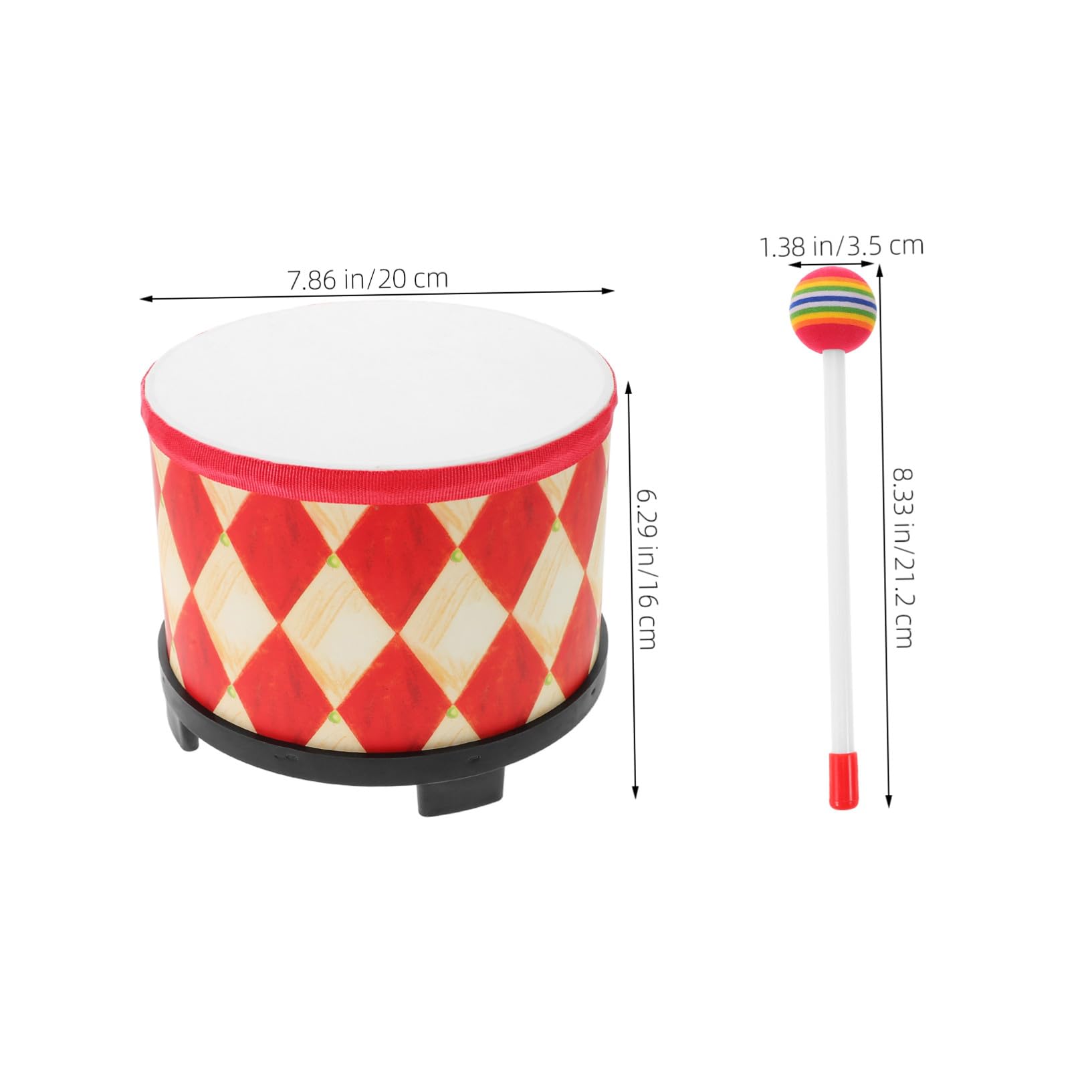 Mipcase Tamburo Cinese per Bambini 8 Pollici con Bacchette, Tamburello a Mano in Legno Sicurezza, Strumento Musicale Educativo per Gioco Sensoriale a Casa e Scuola
