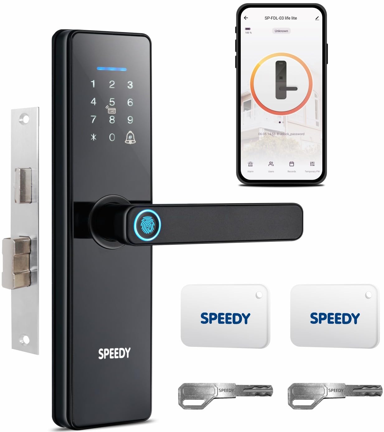Sponsored Ad - Speedy WiFi Enabled Smart Door Lock for Main Door | Biometric, 2 Emergency Keys |2-Year Warranty & Free Installation | Door Thickness Should be Between: 30-60mm