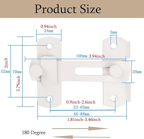 Miniatura 2 de CBRIGHT Paquete de 4 pestillos de puerta corrediza de granero de 180 grados, cerradura de puerta de granero de acero inoxidable blanco para puerta