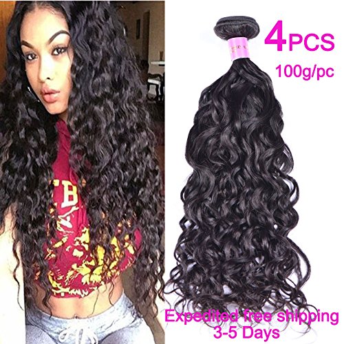 Black Rose Hair 7A Unprocessed Brazilian Water Wave Virgin Hair 4 Bundles Wet And Wavy Human Hair Extensions Natural Color 95-100g/pc (18 18 20 20 inches)