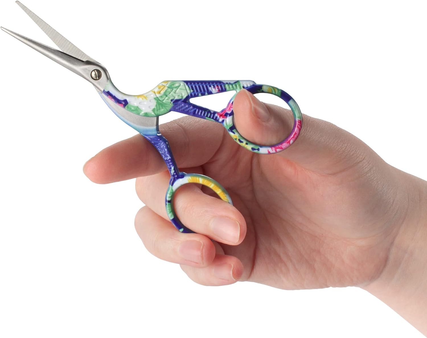 Stork Bird Pointed Tip Embroidery Craft Stainless Steel Crane Scissors - Blue - 1 Pair, Stork Blue - Image 3