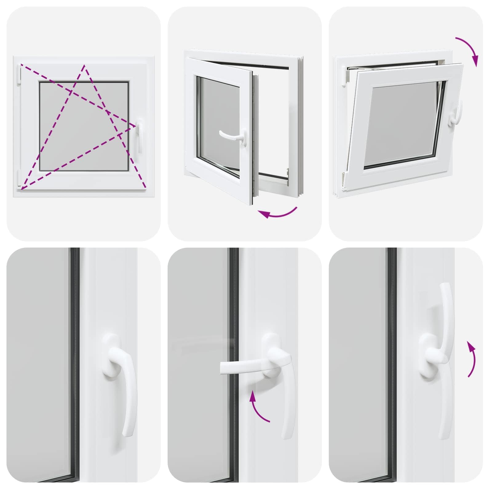 vidaXL Ventana de sótano RISOR 60 x 60 cm PVC y Vidrio Blanco, Sótano, Aislante Térmico Moderno y Duradero para Ventanas Eficientes, Accesorios de Vidrio PVC Aislantes
