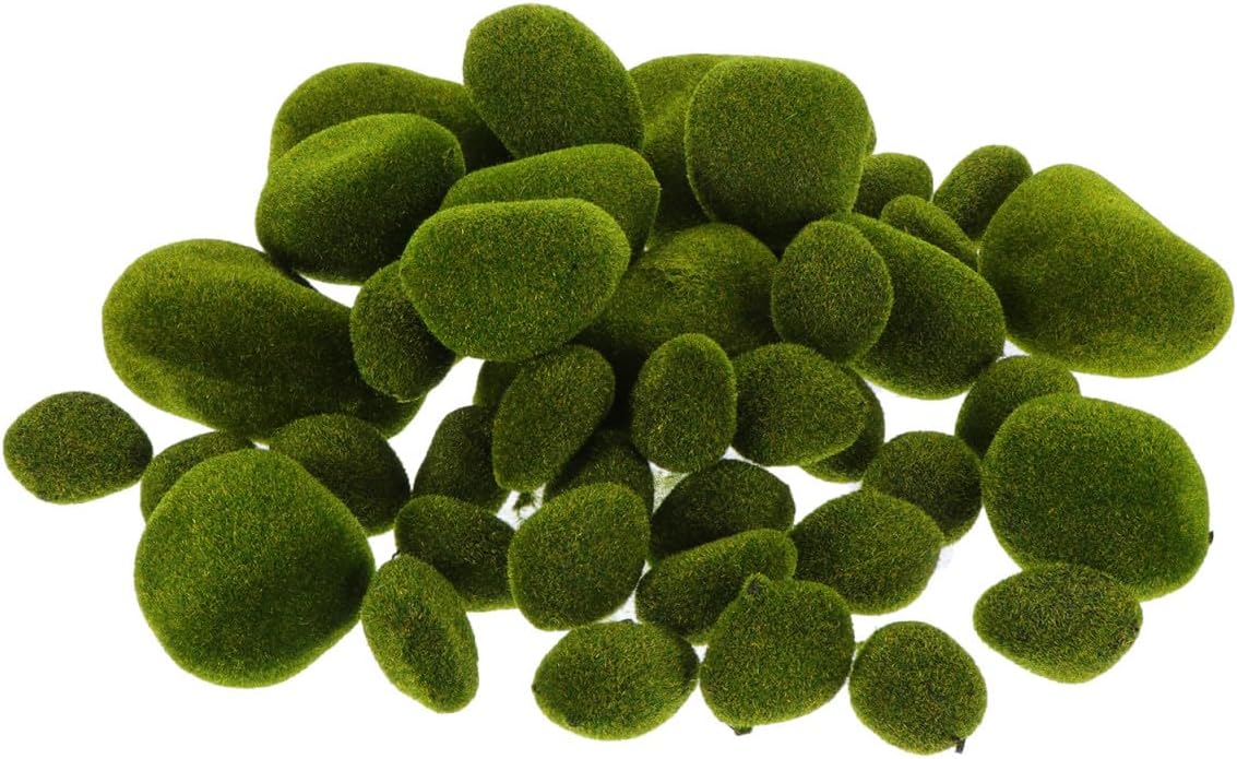 STOBAZA 43pcs Artificial Stone Decoration Moss Fake Indoor Simulation Fake Moss Artificial Decorative Decorations Wedding Decor Stone for Terrarium Green Foam