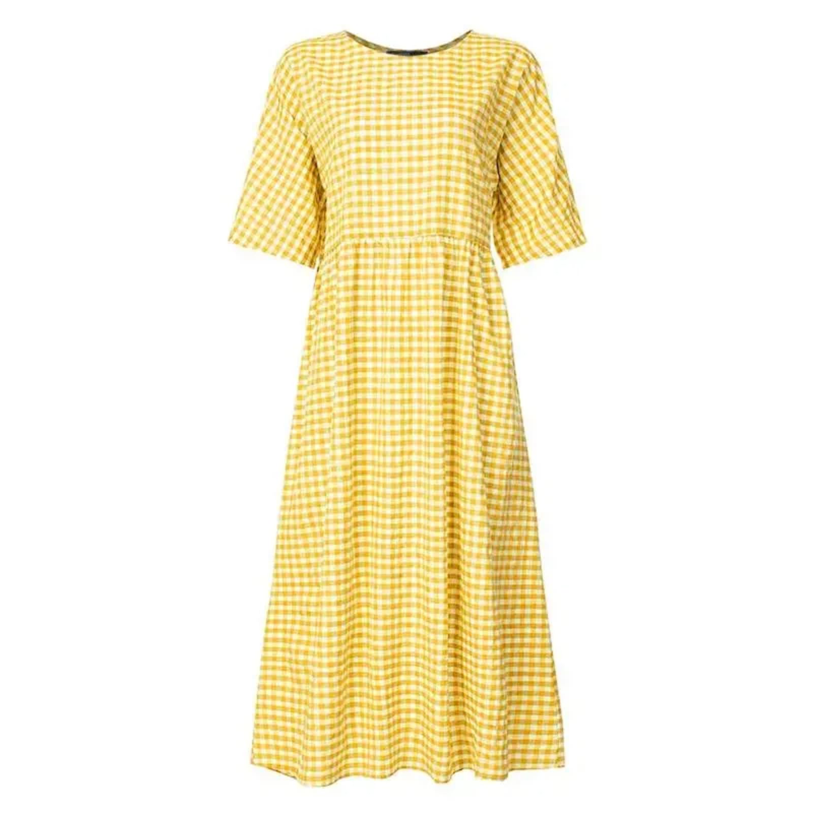 Vestido de Verano para Mujeres, Elegante Cuadro, Bata Estampada, Moda, Casual, Fiestas, una línea de Vestido Largo Oversize