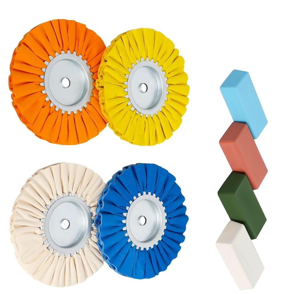 Erpmlyo 8Pcs 8Inch Airway Buffing Wheel Aluminum Wheel Polishing Kit Safe Flange in Diameter 5/8 Inch Arbor for Angle Grinder