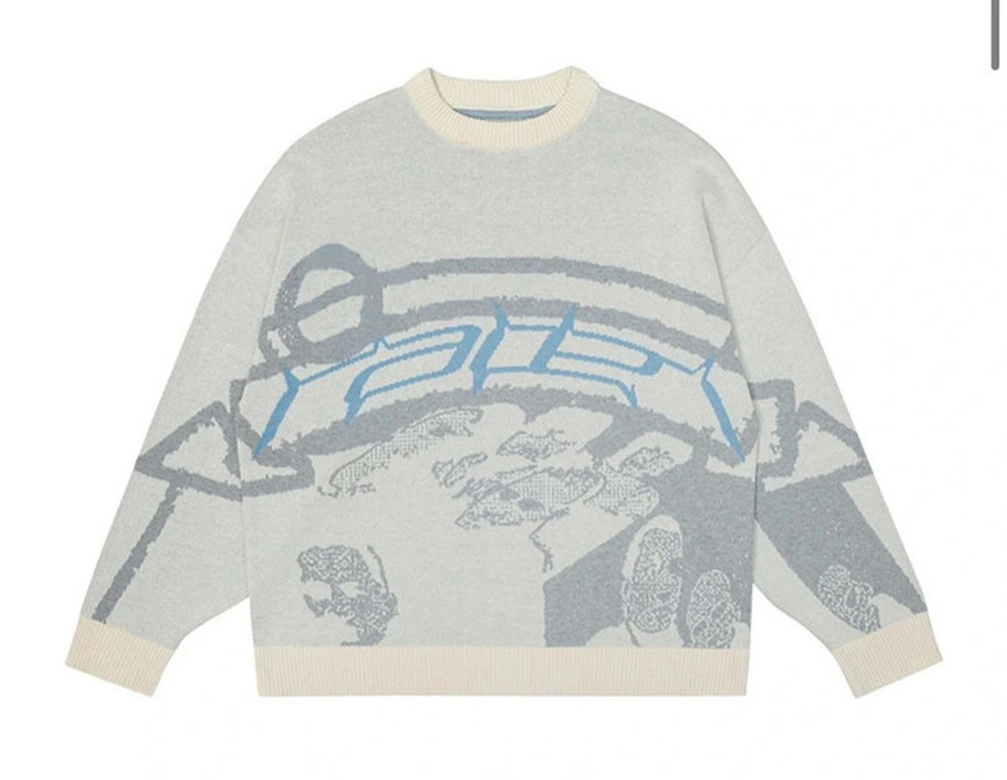 Subx Men's Bai Pullovers Sweaters Creative Stripes Wo's Knitted Streetwear Maiden Oversized Harajuku O Neck Knitwear Clothing-M