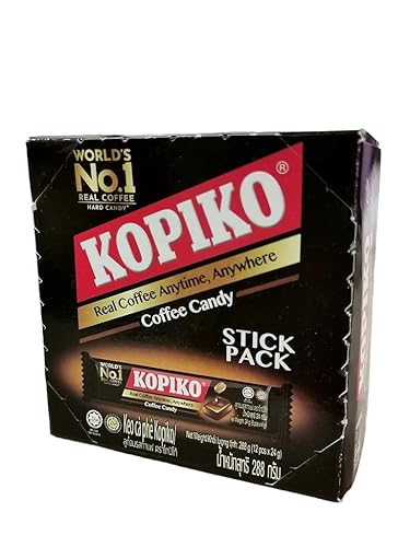 Kopiko caramelo de café en paquete de palitos (12 palitos por paquete, 6 piezas por palo, total 10.16 oz) - Importado de Indonesia