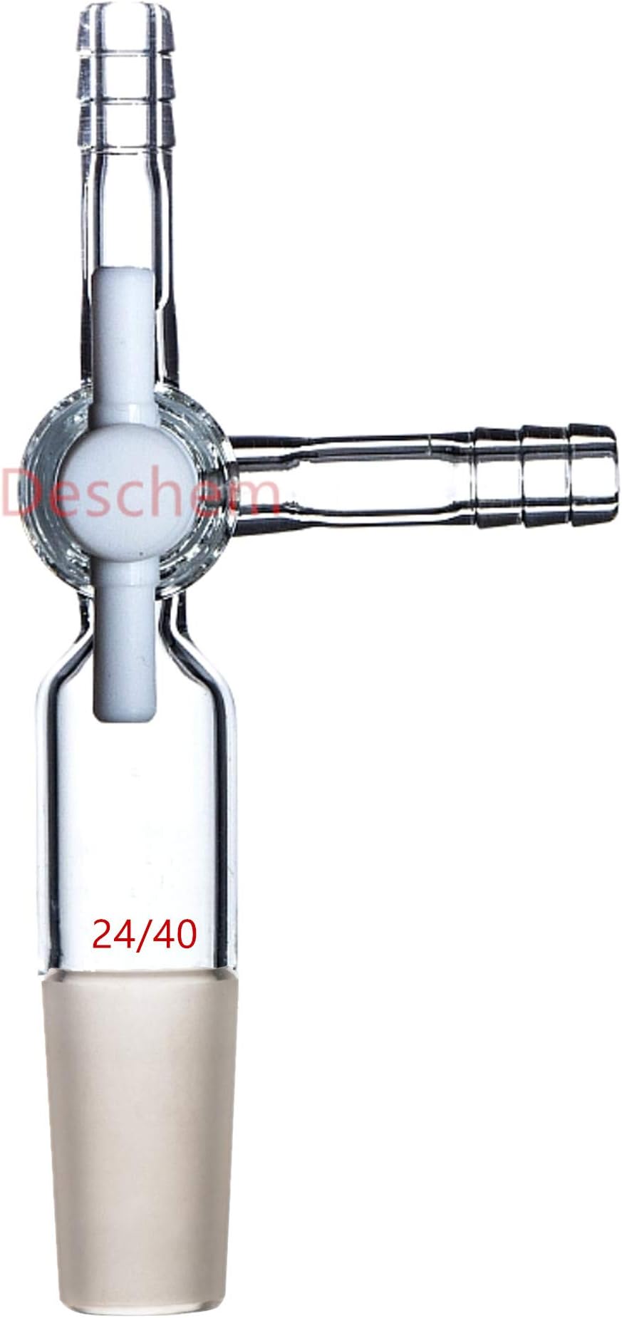 24/40, 3-way, PTFE Stopcock, Glass Flow Control Adapter, Lab Glassware