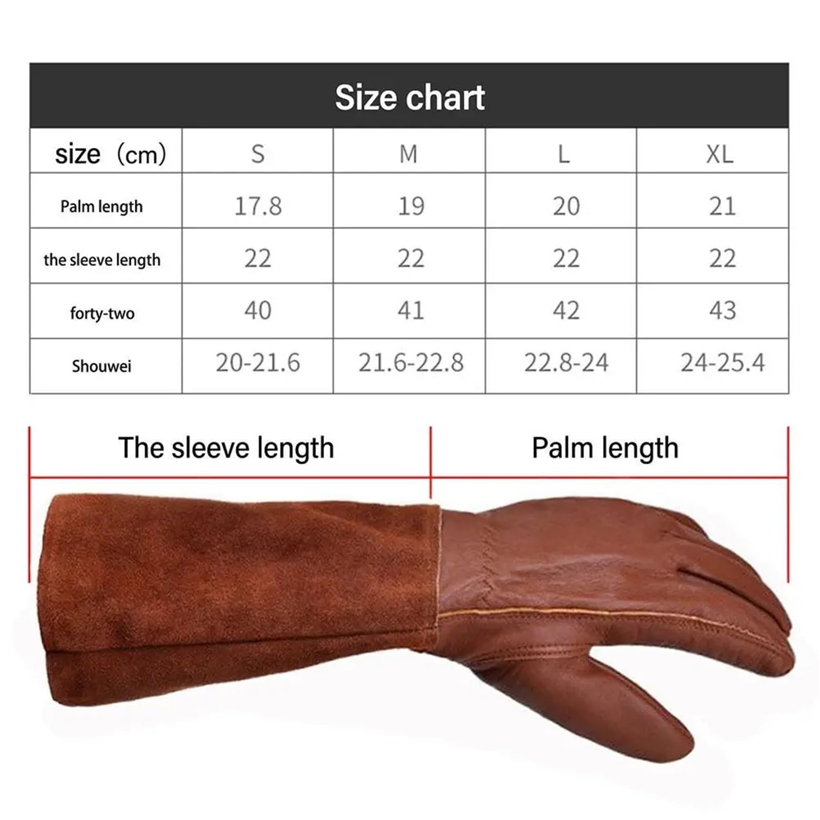 Lange Röhren-Gartenhandschuhe, Werkzeug, Leder, Beschneidungshandschuhe, dornensicher, Pflanzen, Gartenhandschuhe, Garten Für die Gartenarbeit(XL)
