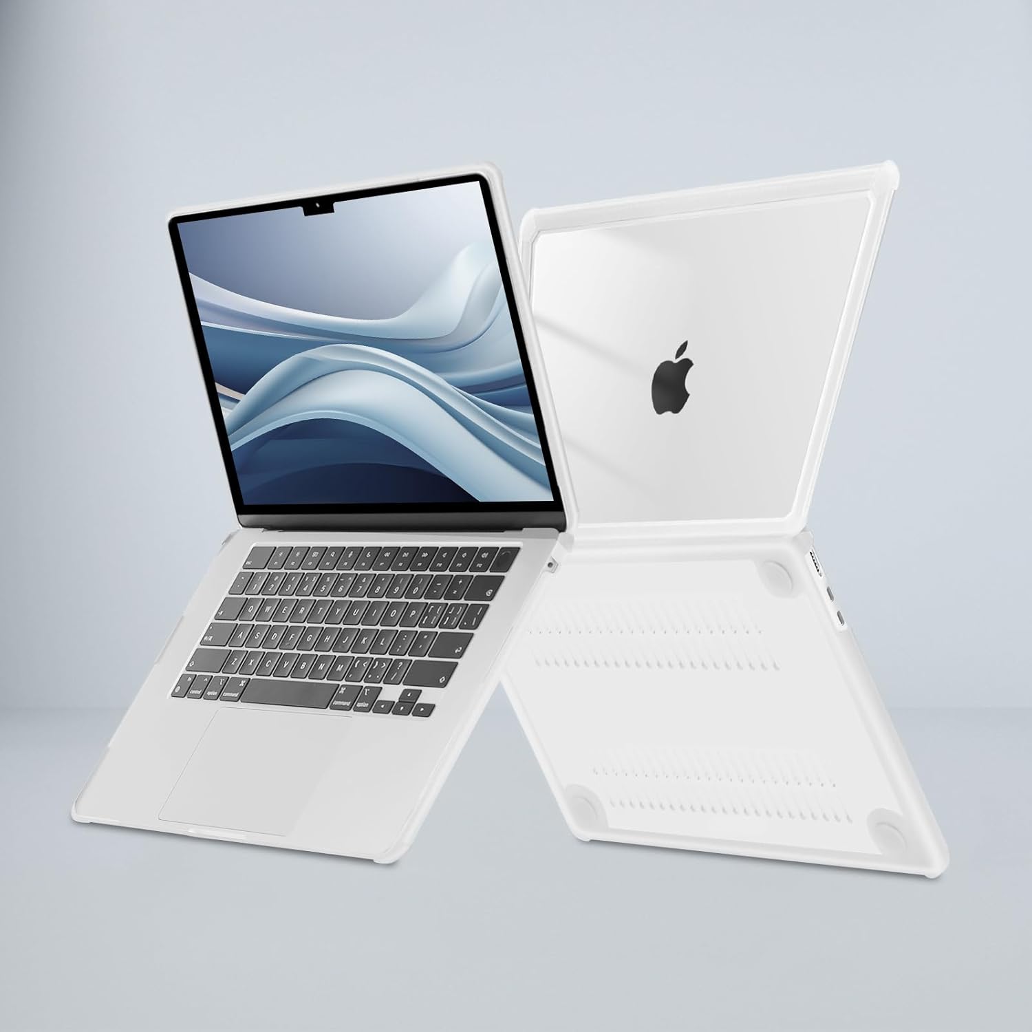 MOSISO Shock-Absorbing Hard Case Compatible with MacBook Air 15 inch M5 2026 M4 M3 M2 2025-2023 A3448 A3241 A3114 A2941,Anti-Cracking Heavy Duty Hard Shell with TPU Bumper&Keyboard Cover,Crystal Clear