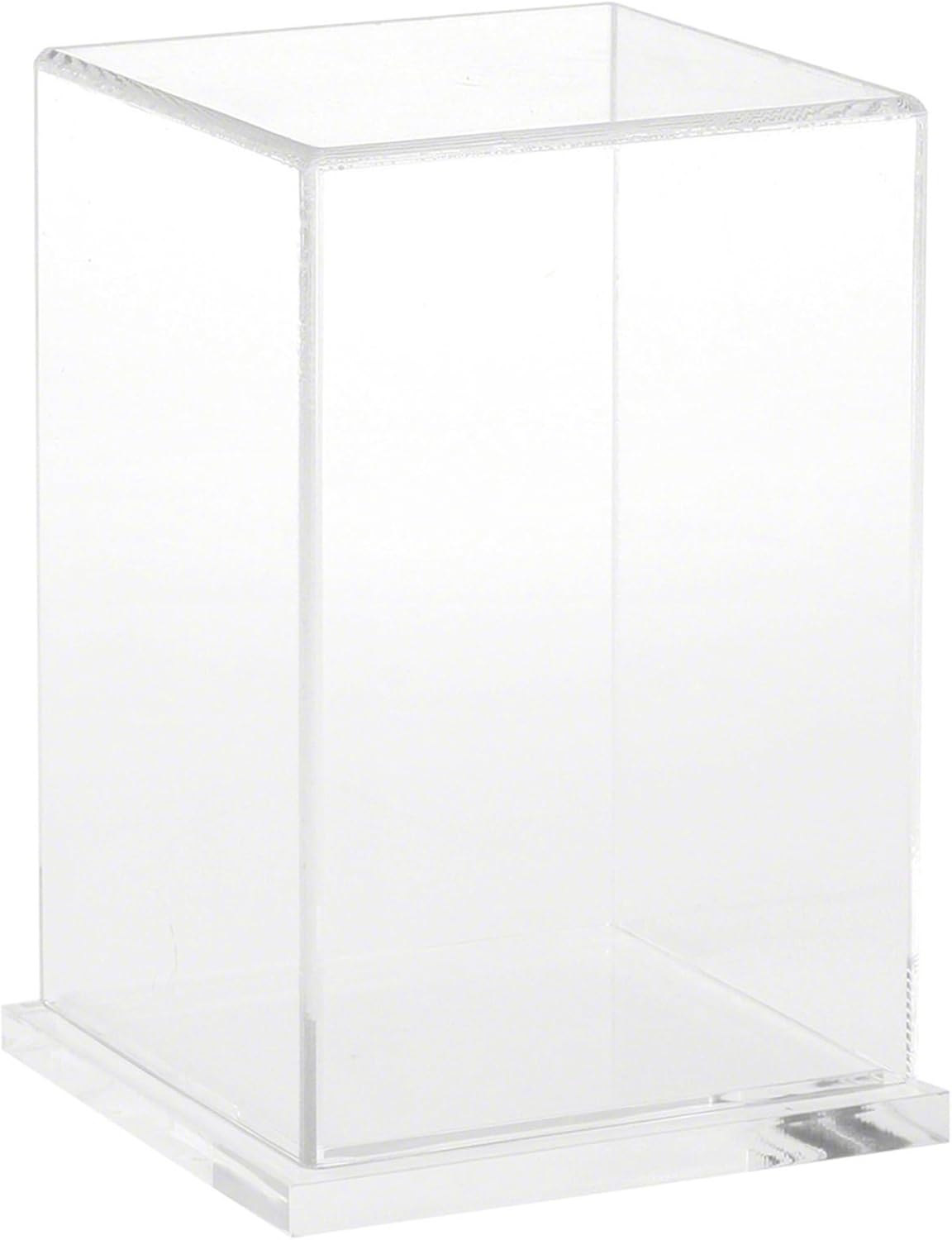 Plymor Clear Acrylic Display Case with Hardwood Base, 4" W x 4" D x 6" H