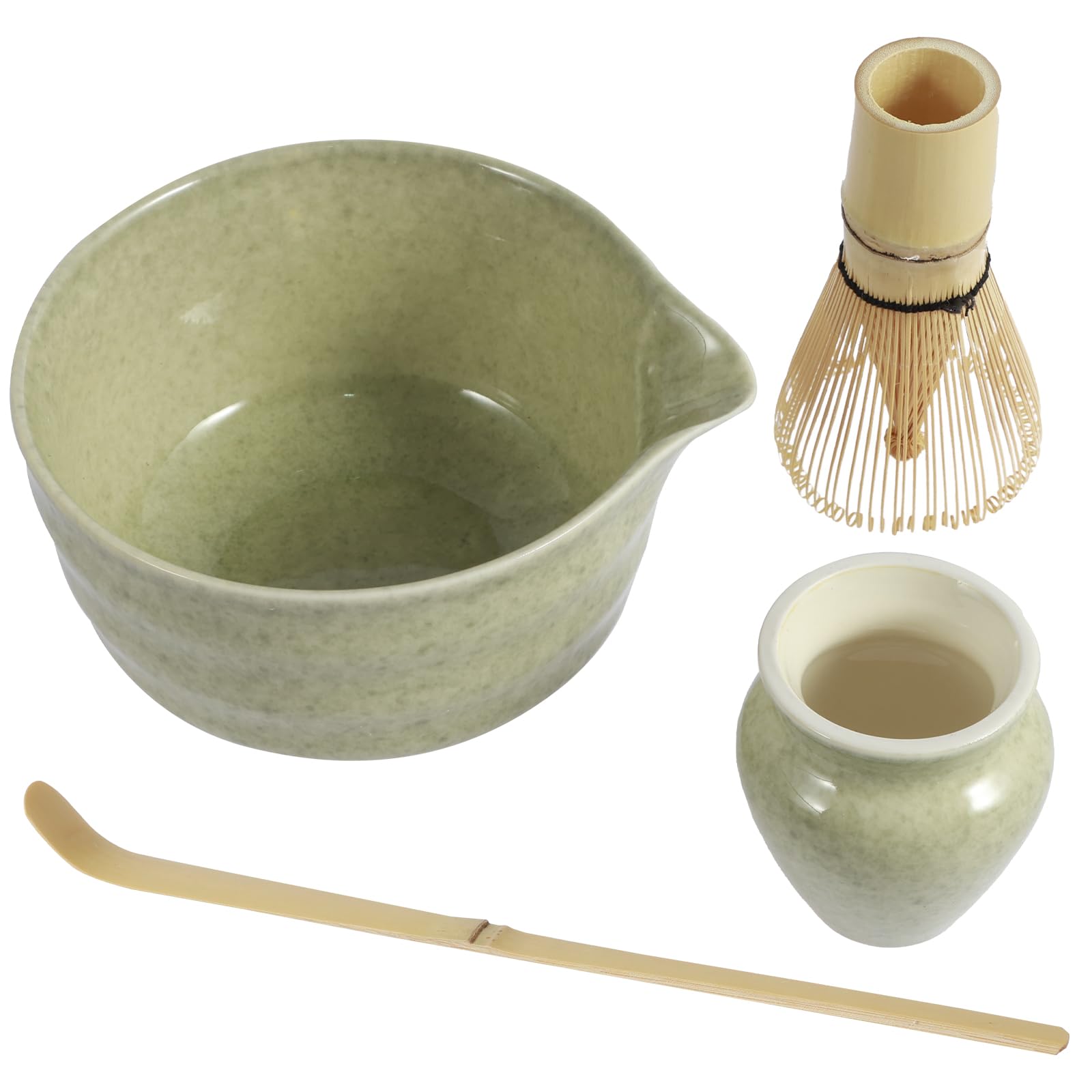 4Pcs Matcha Whisk Set, Reusable Matcha Making Kit with Ceramic Matcha Bowl, Matcha Whisk Holder, Bamboo Matcha Whisk and Bamboo Scoop, The Matcha Kit for Matcha Tea