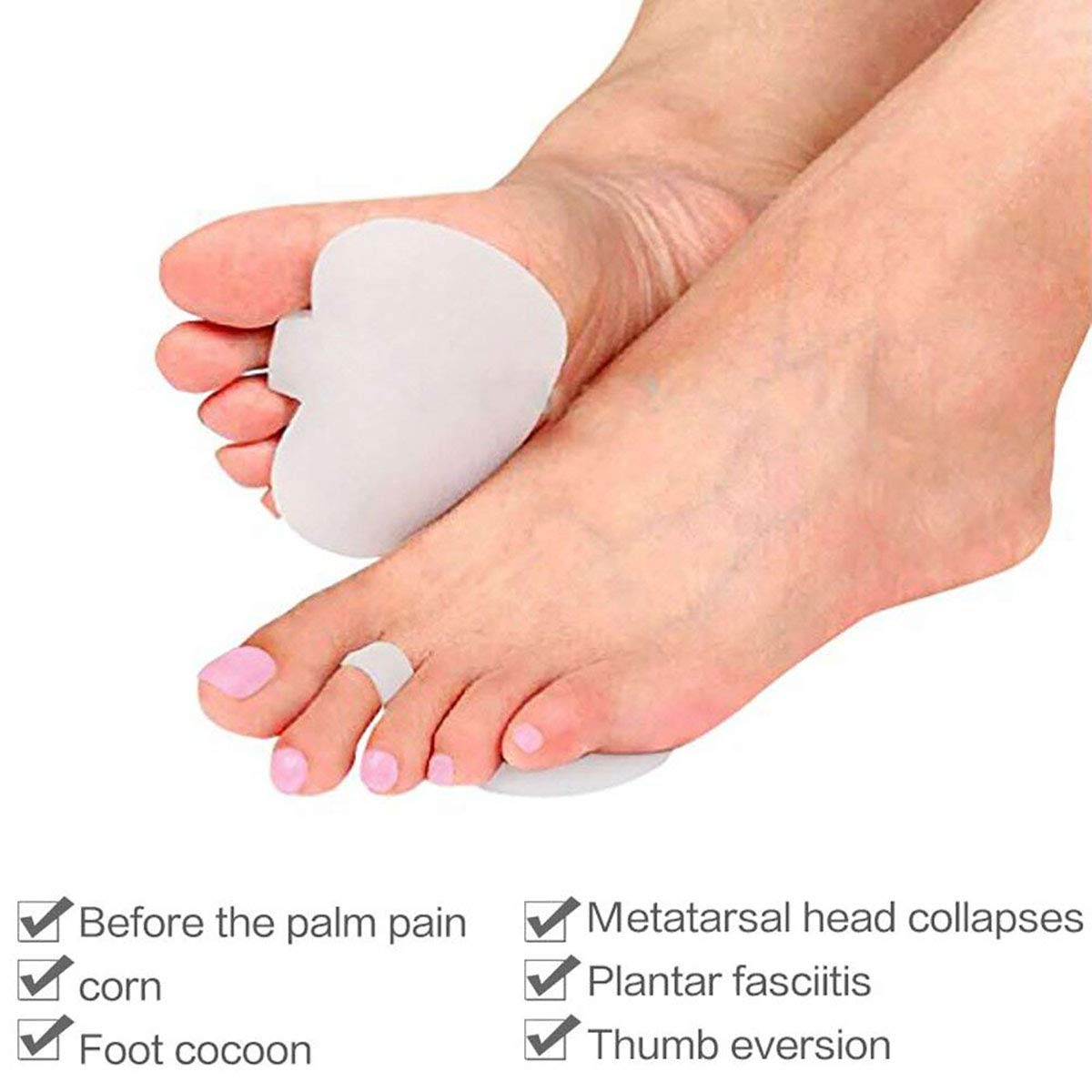 Pedimend Cuscinetto metatarsale in gel di silicone regolabile e protezione per le dita dei piedi, trattamento per la neuroma di Morton, previene calli e calli, per corridori, sport, uso domestico,