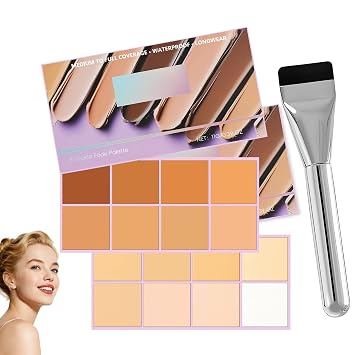 Soft Matte Cream Concealer Palette | 8 Shades | Waterproof Full Coverage | Long Lasting Lightweight Formula | with Applicator for Blemishes Cover Medium+Light