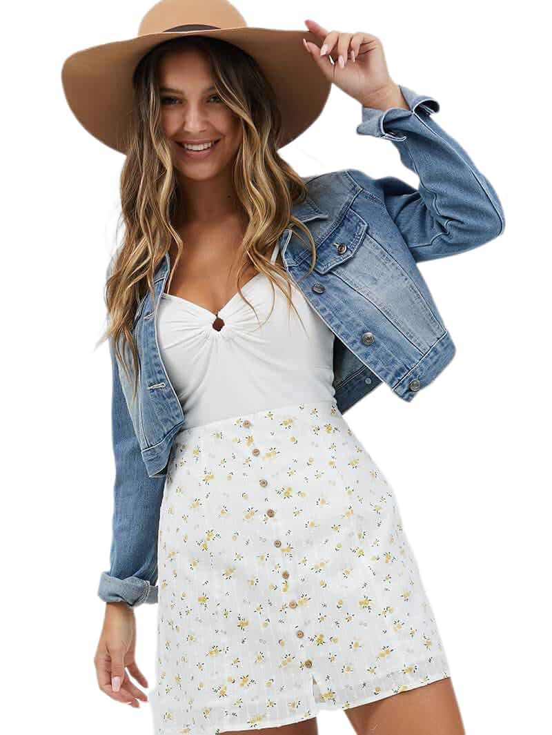 Sarwoldey Jean Jacket Women Washed Denim Jacket