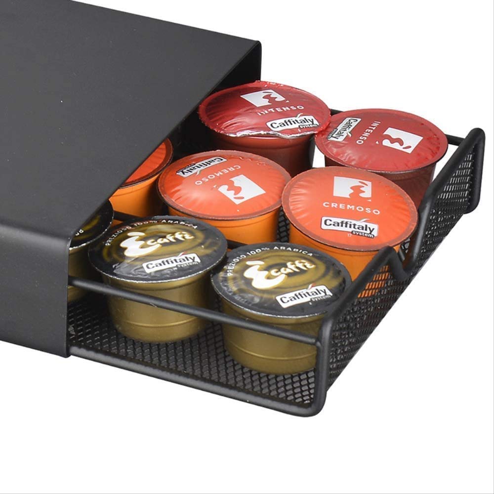 Soporte para cápsulas de café Soporte de café Duradero Cajones Organizador de cápsulas para cápsulas de café Dolce Gusto/Lavazza/Nespresso Negro
