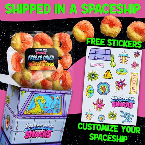 Freeze Dried Peach Rings - Premium Freeze Dried Candy Shipped in a Box for Extra Protection with New Reinforced Bag - Space Age Snacks Freeze Dry Candy for All Ages Dry Freeze Candy (6 Ounces)
