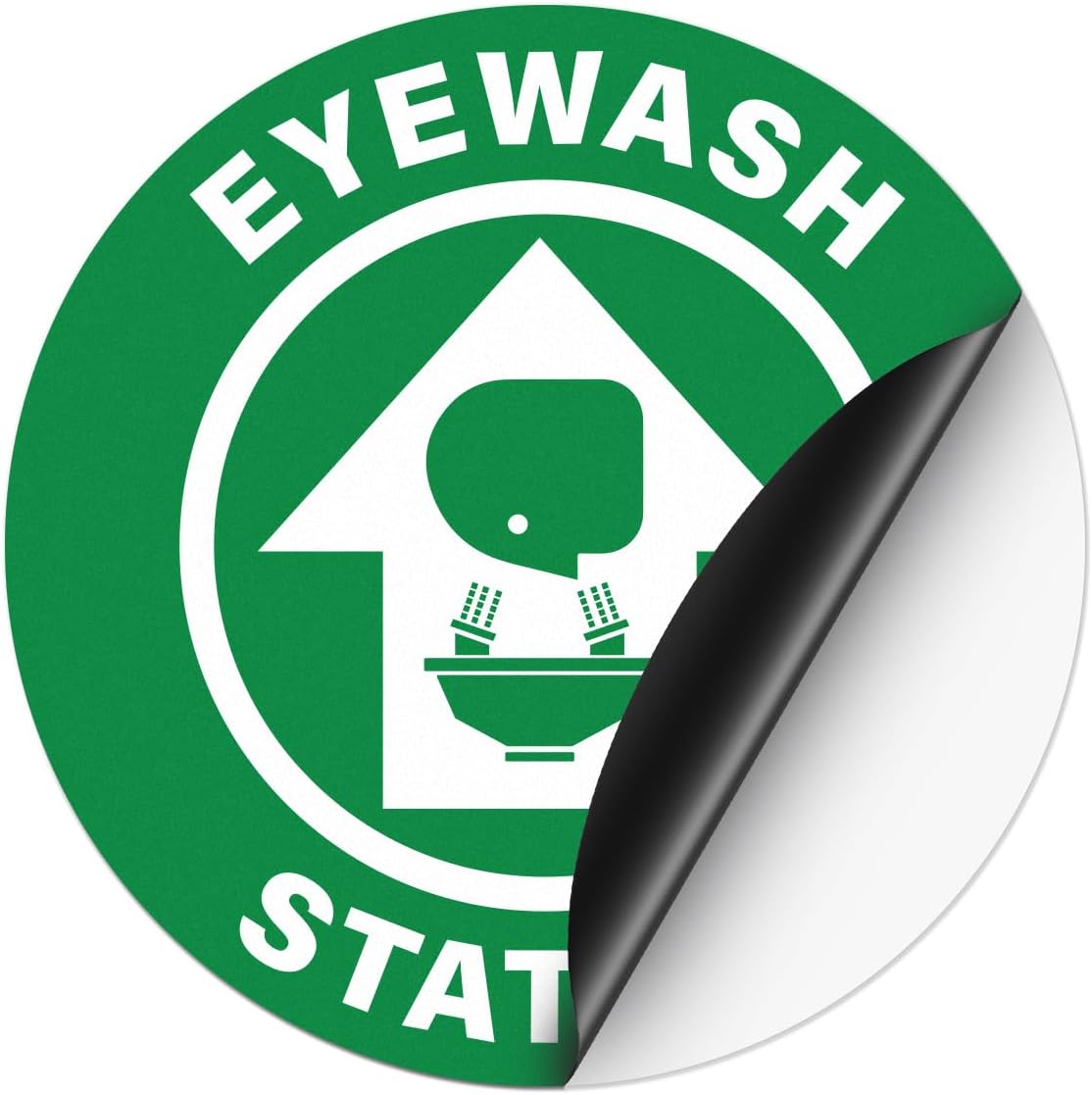5 Pack Eye Wash Station Floor Sign Stickers 17 Inch Green Anti-Slip Round Labels Self Adhesive Vinyl Industrial Safety Sticker