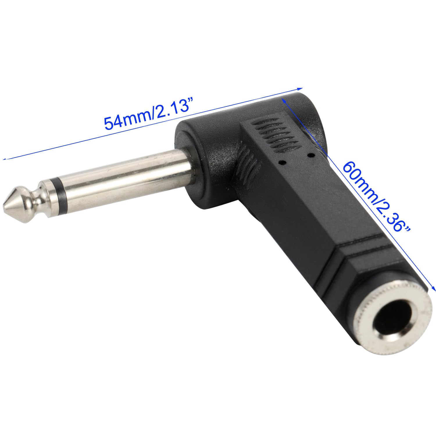 Greluma 2 pièces Adaptateur coudé 6,35 mm TS mâle vers 6,35 mm TS femelle, prise mono 1/4" vers jack 1/4" pour haut-parleur, amplificateur, son de guitare