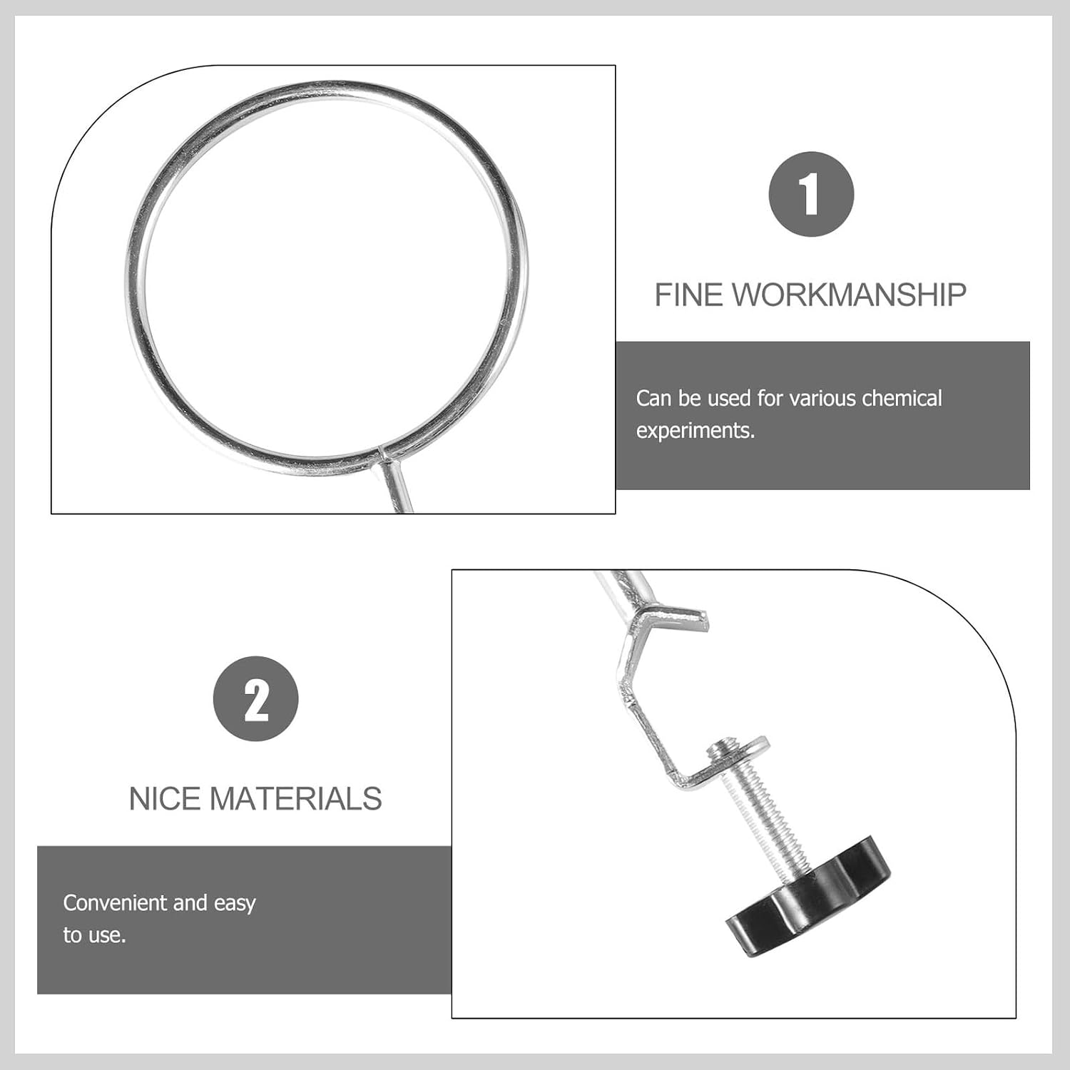 ABOOFAN 3pcs Laboratory Iron Ring Clamps for Lab Support Stand Retort Rings for Chemistry Experiments Versatile Flask and Beaker Holder Smooth Surface for Safe Handling
