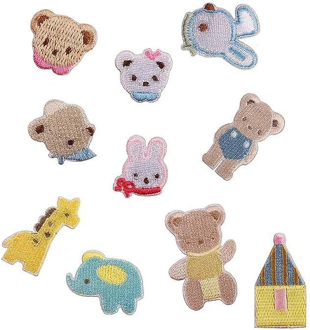 動物 くま モチーフ ワッペン 10枚セット くま アイロン刺しゅうワッペン 熊 アップリケ かわいい 装飾 パッチ 補修 DIY服