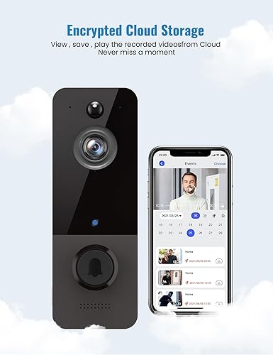 Miniatura 6 de Cámara de timbre de video inalámbrica, audio de 2 vías incluido timbre, detección humana AI, vista en vivo, Wi-Fi 2.4G, alertas de movimiento,