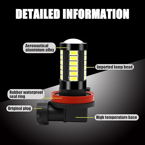 Miniatura 7 de Fogfar 1 bombilla LED antiniebla, luces de automóvil de iluminación de 360 grados, luces traseras blancas frías, reemplazo de lámparas