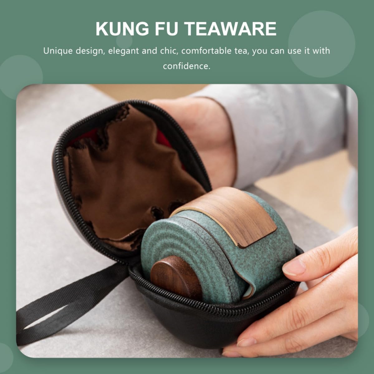 Tragbares Geschenk für Teeliebhaber für Zuhause und Büro sicheres und Elegantes Design Kung Fu Teeset aus Keramik mit Teekanne und 2 Teetassen
