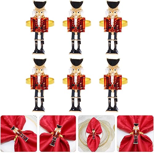 Miniatura 9 de Servilleteros de metal cascanueces de 6 piezas para servilletas de Navidad, para servilletas de tela, cascanueces de Navidad, solider, servilletero,