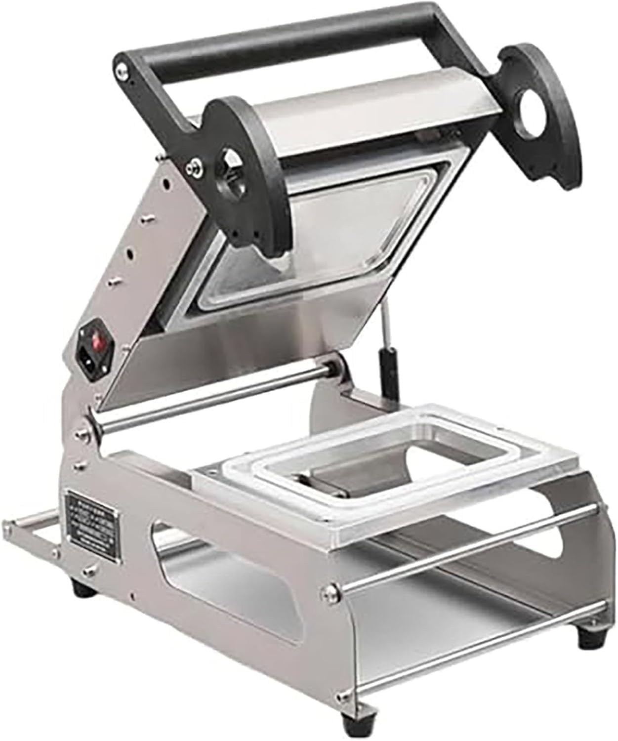 Scelleuse Plateaux Pression Manuelle Commerciale, Machine Scellage Thermique Semi-Automatique, Réalise 7-8 Scellages par Minute pour Boîtes avec Viande, Repas Préparés et Fruits