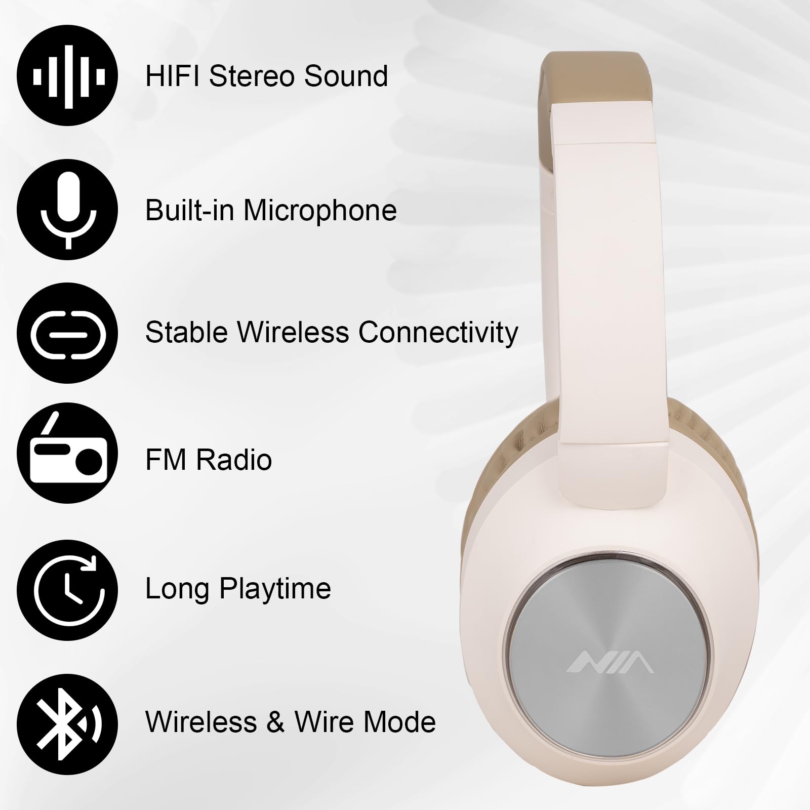 XuanGui Wireless Foldable Headphones, Over Ear Wireless Bluetooth Headphones, 20H Playtime Stereo Headphones with Mic - Image 3