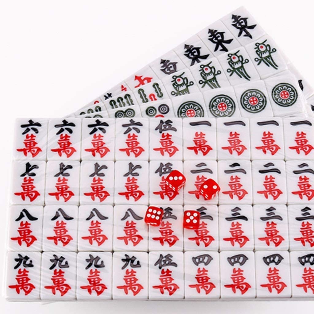Mahjong chiński zestaw Mahjong Mahjong Mahjong, łatwy do odczytania zestaw gier, kompletny Mahjong do podróży gra rodzinna Mahjong Tiles decorate