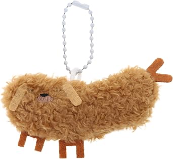Cartoon Plush Stuffed Dolls Toy Cute Fried Shrimp Dog Dolls Backpack Pendant Keychain Birthday Gifts for and Girls Plush Stuffed Fried Shrimp Puppy Pendant