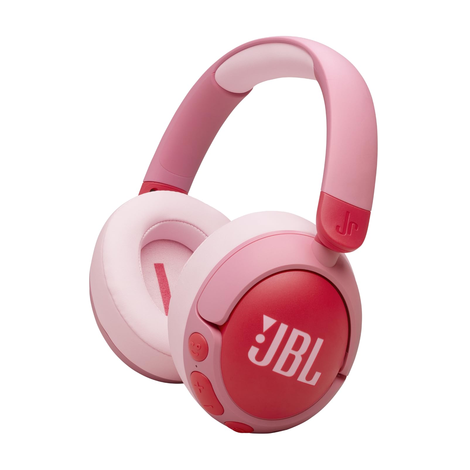 JBL Junior 470 NC Wireless Over-Ear Bluetooth Headphones with Active Noise Cancelling for Kids, Microphone, 50h Playback, JBL Safe Sound, Low Volume, Easy Operation and Stickers, Pink JR 470NC Pink