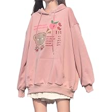 Women Kawaii Hoodie Bunny Ear Japanese Anime Aesthetic Bear Peach Preppy Clothes Girl Outfit Cute Light Academia Soft