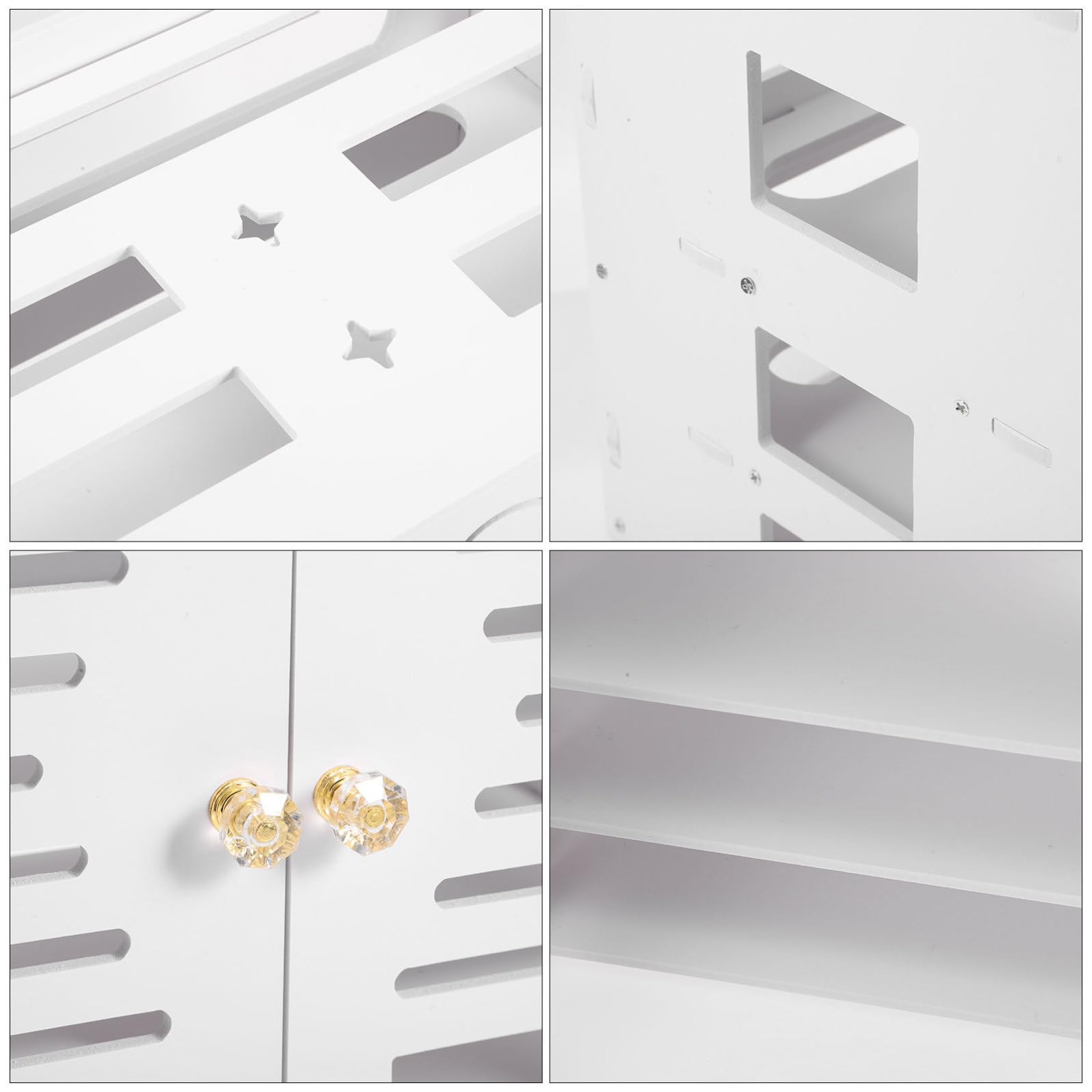 Scatola Porta Cavi Elettrici per Router in Pvc Bianco Doppia Porta e 4 Strati, Organizer Compatto per Casa e Ufficio, Nasconde Cavi e Adatta a Multiprese