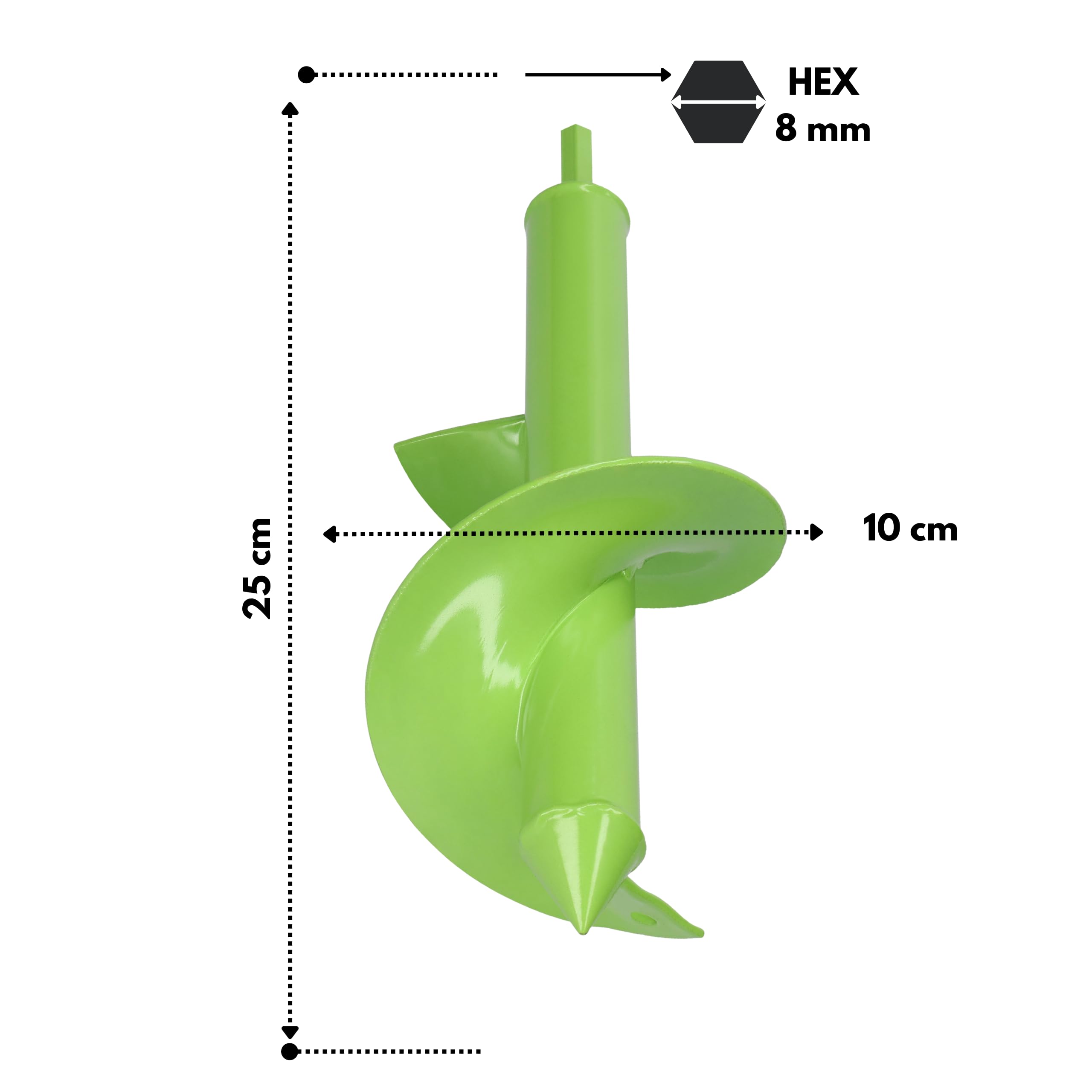 WERHE Punta da terra 100 mm Ø, lunga 250 mm per trapano e avvitatore a batteria – trivella da giardino per piantare senza sforzo fiori, arbusti e scavare fori per pali di recinzione