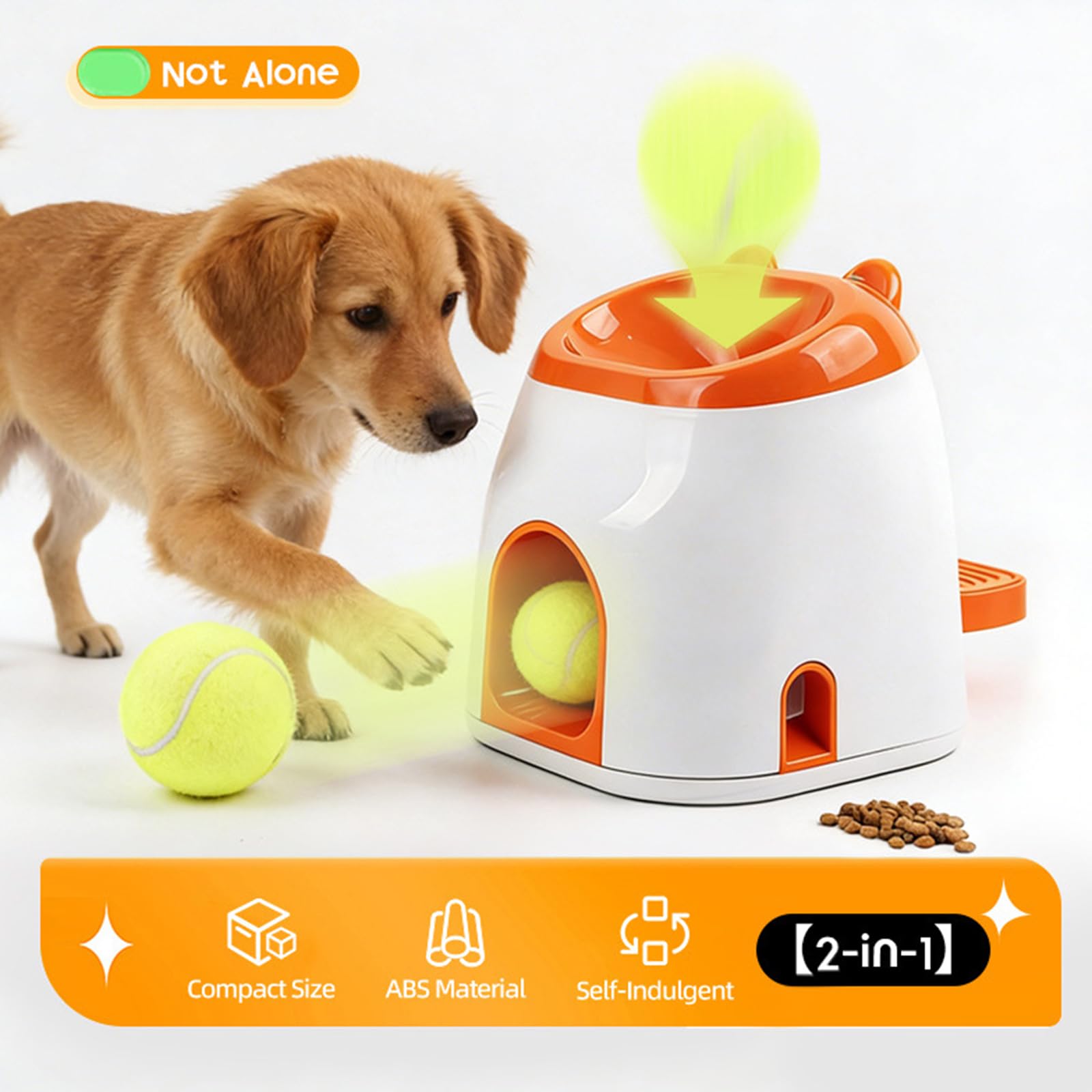 Automatischer Ballwerfer für Hunde, Ballwurfmaschine für Berichtsspiel mit Leckerli-Spender, Interaktive Ballwurfmaschine mit 1 Pcs 5cm Tennisbällen, Hundespielzeug für Hause & draußen