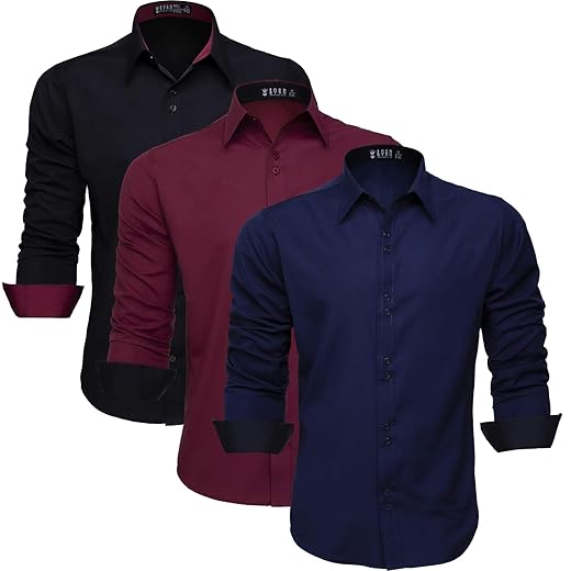 Kit 3 Camisa Masculina Slim Social Manga Longa Fácil de Passar 3K357