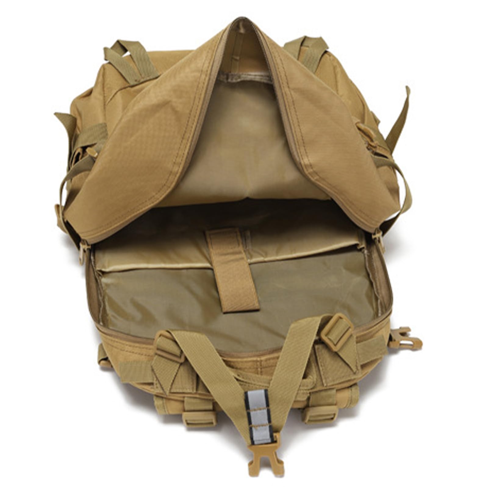 Zaino Tattico Militare 35 Litri Zaino Uomo da Trekking Impermeabile Molle Backpack con Striscia Riflettente per Viaggio, Campeggio, Pesca (Nero)