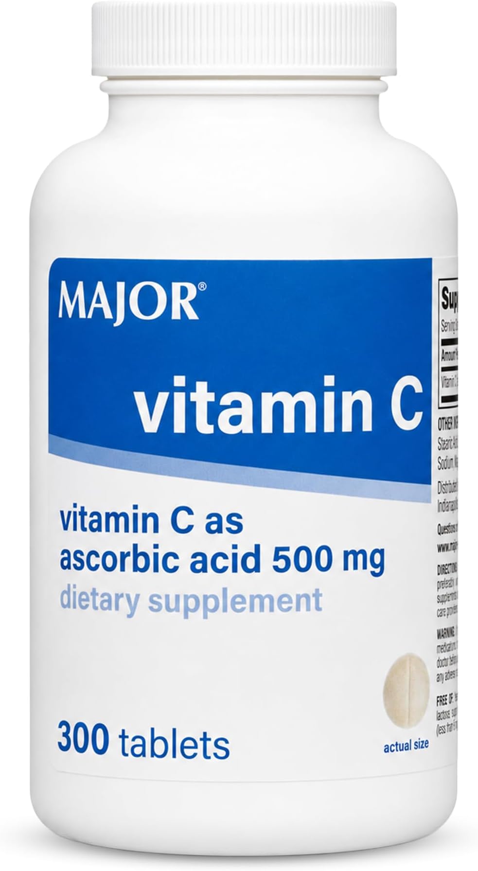 MAJOR Vitamin C as Ascorbic Acid 500 mg, 300 Count (1-Pack)