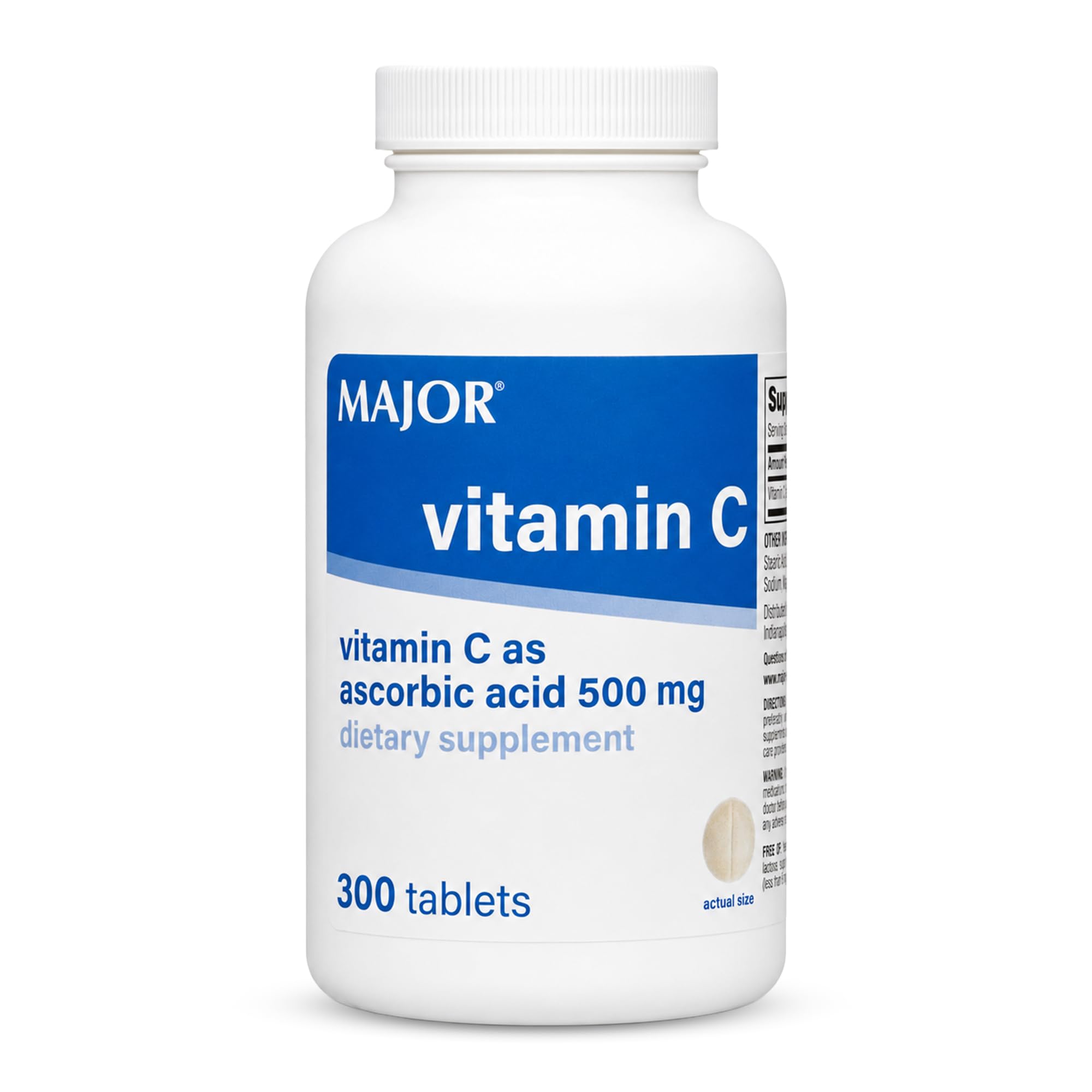 MAJOR Vitamin C as Ascorbic Acid 500 mg, 300 Count (1-Pack)