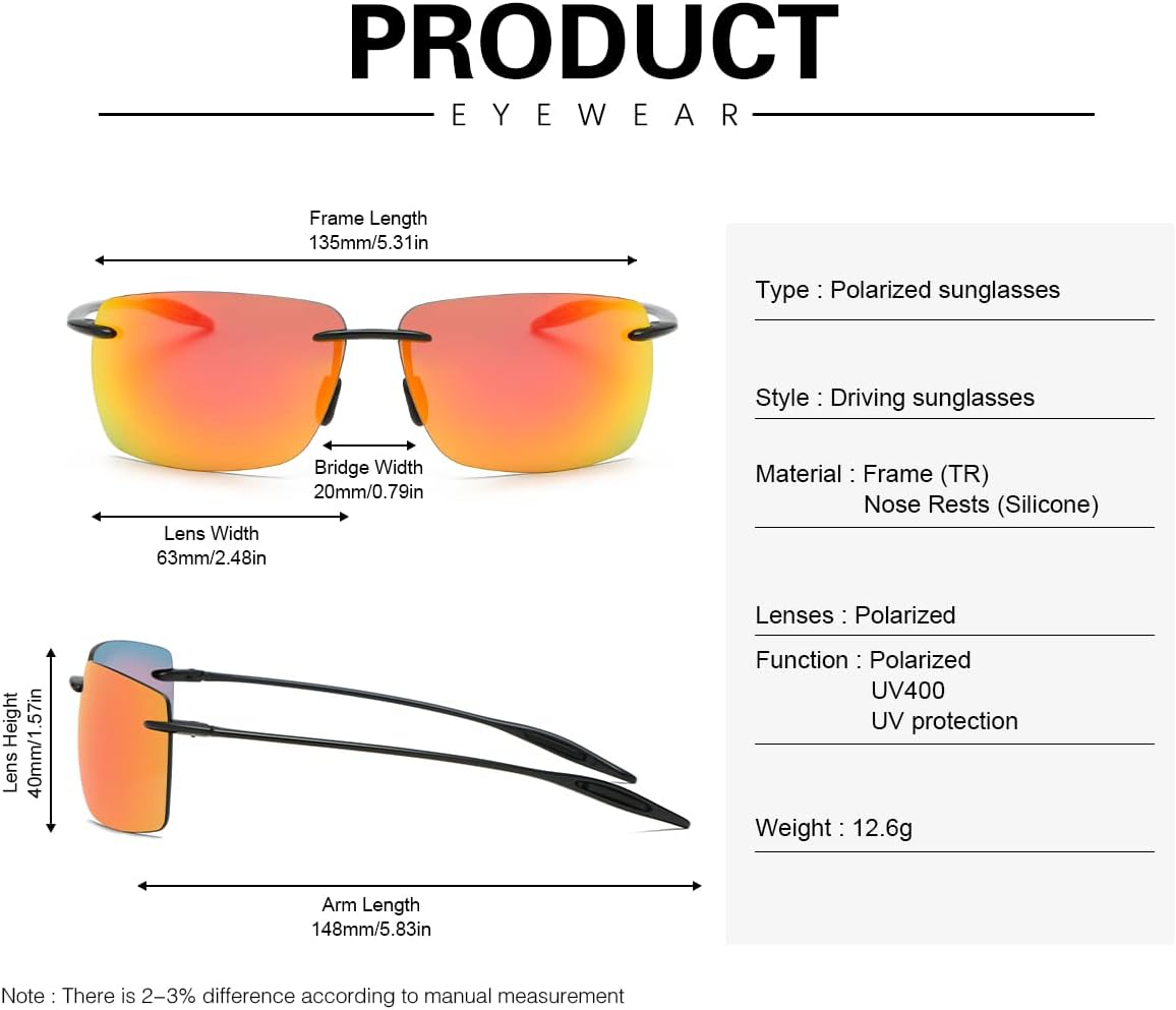 Mens Sunglasses Polarized Frameless z87 Safety Sun Glasses For Women UV400 Anti Glare Mirror Mztrix Bex Sunglasses - Image 2