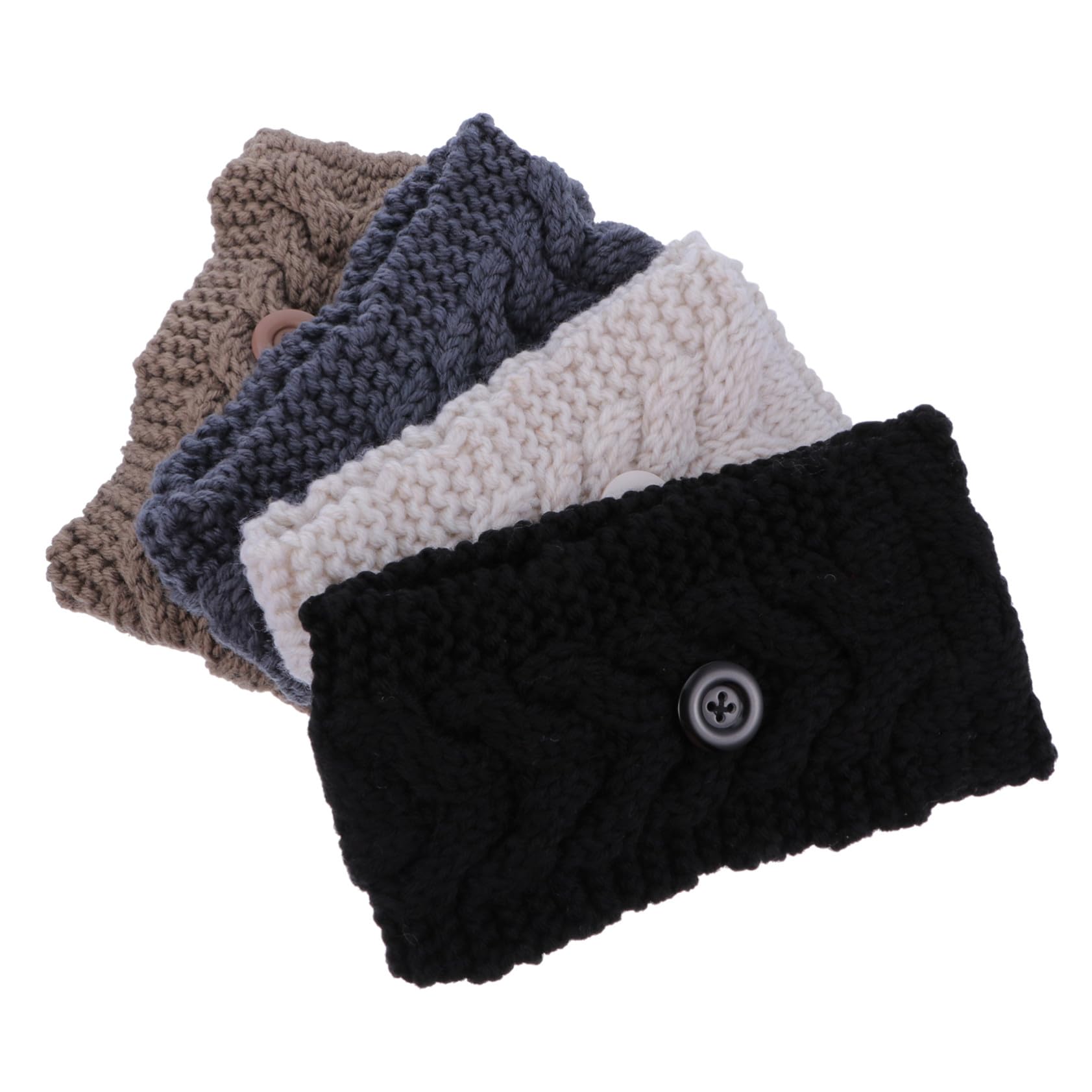 Diadema de Punto Botones, Pack de 4 Unidades, Lana