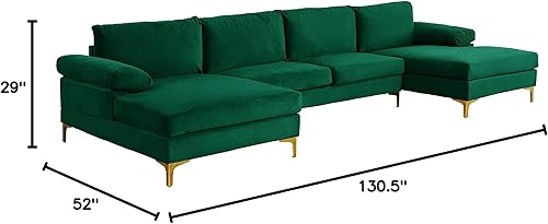 Miniatura 220 de Sofá modular moderno en forma de L, con diván extra ancho y patas doradas Gris,Negro -,Verde,Naranja,Gris oscuro,marino,Púrpura