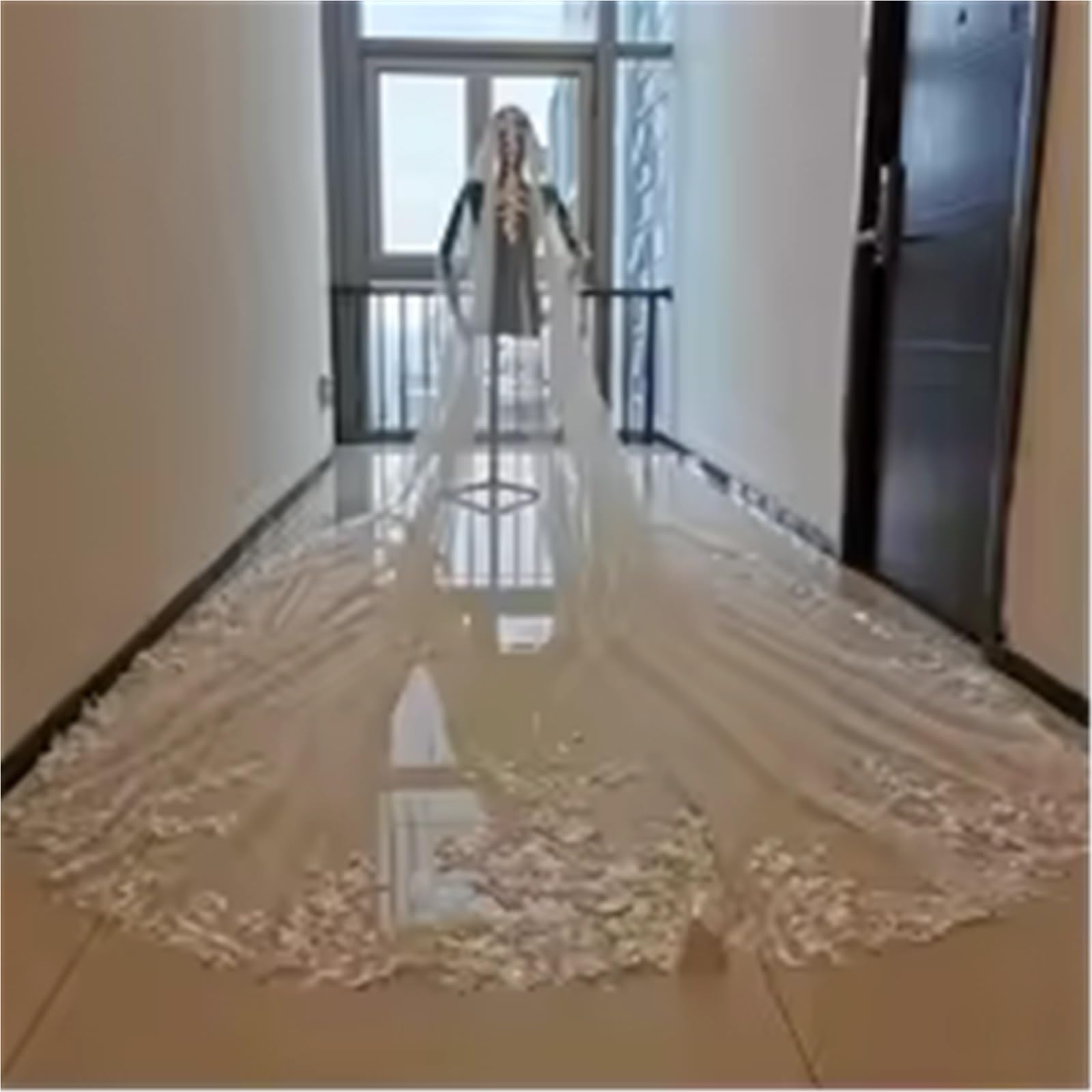 Velo Da Sposa Cattedrale Con Applicazioni – Velo Da Sposa Lungo In Tulle A 1 Strato Con Pettine, Elegante Accessorio Da Sposa Bianco 3–5 Metri
