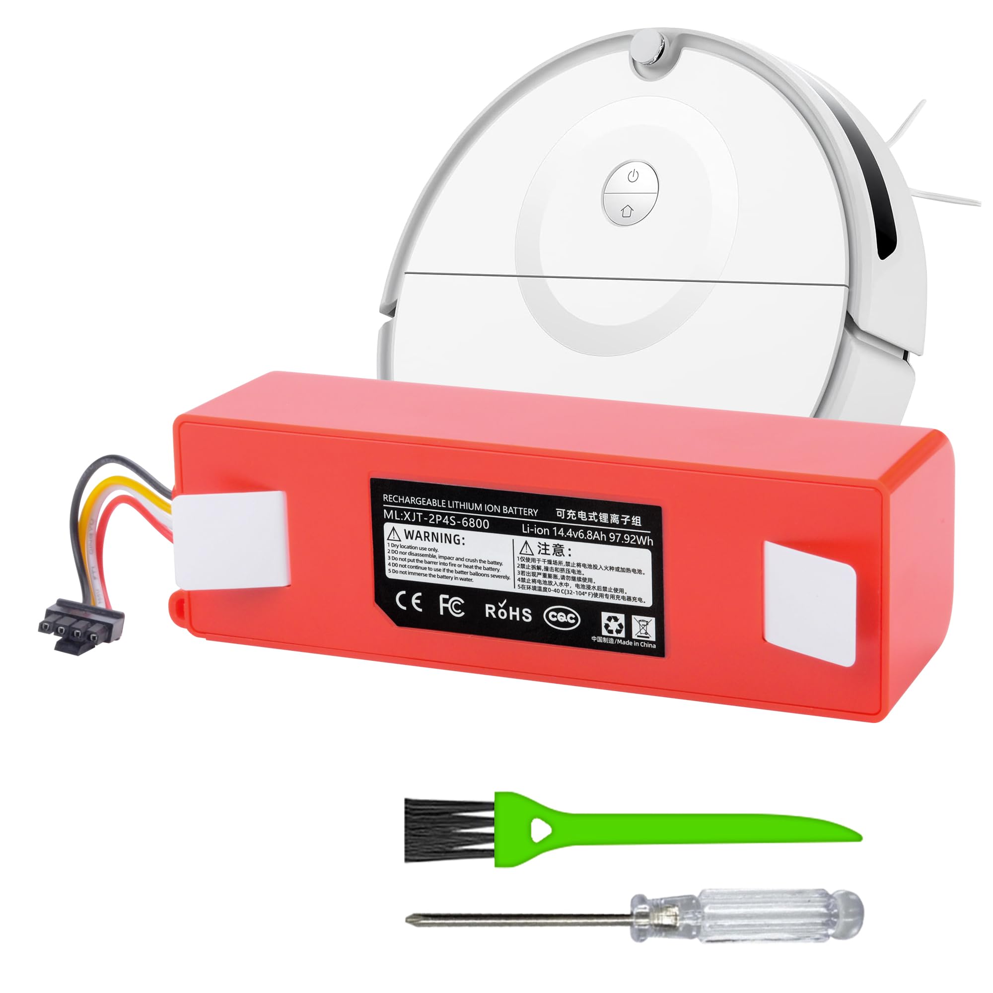 6800mah Battery Replacement for Roborock S7 Max Ultra, S7, S7+,S7 Max Ultra, S7 MaxV, S7 MaxV Plus, S7 MaxV Ultra, Roborock Q7, Q7+, Q7 Max, Q7 Max+, For Xiaomi Mi Robot Vacuum Cleaner BRR-2P4S-5200D