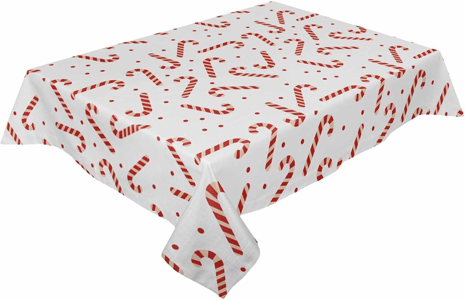 Candy Cane Pattern Christmas Tablecloth 60x102 Inch, White Red Table Covers Water-Repellent Polyester Fabric Table Cloth for Weddings Parties Banquet and Camping Outdoor Indoor 60 x 102 Inch