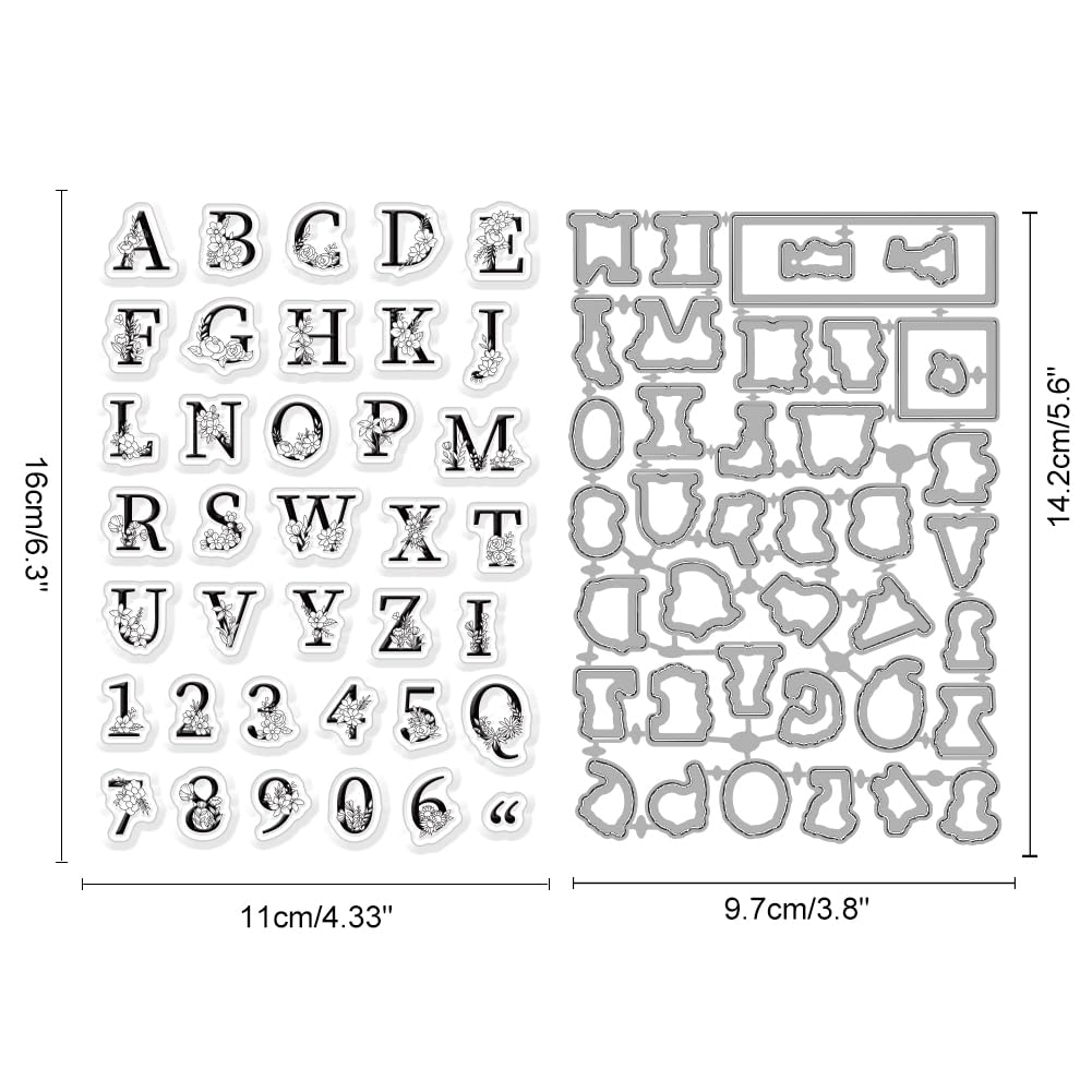 INFUNLY 2pcs Alphabet & Dies Letter Flower stamp & Number Clear Transparent Stamps for DIY Scrapbooking Embossing Album Craft - Image 2