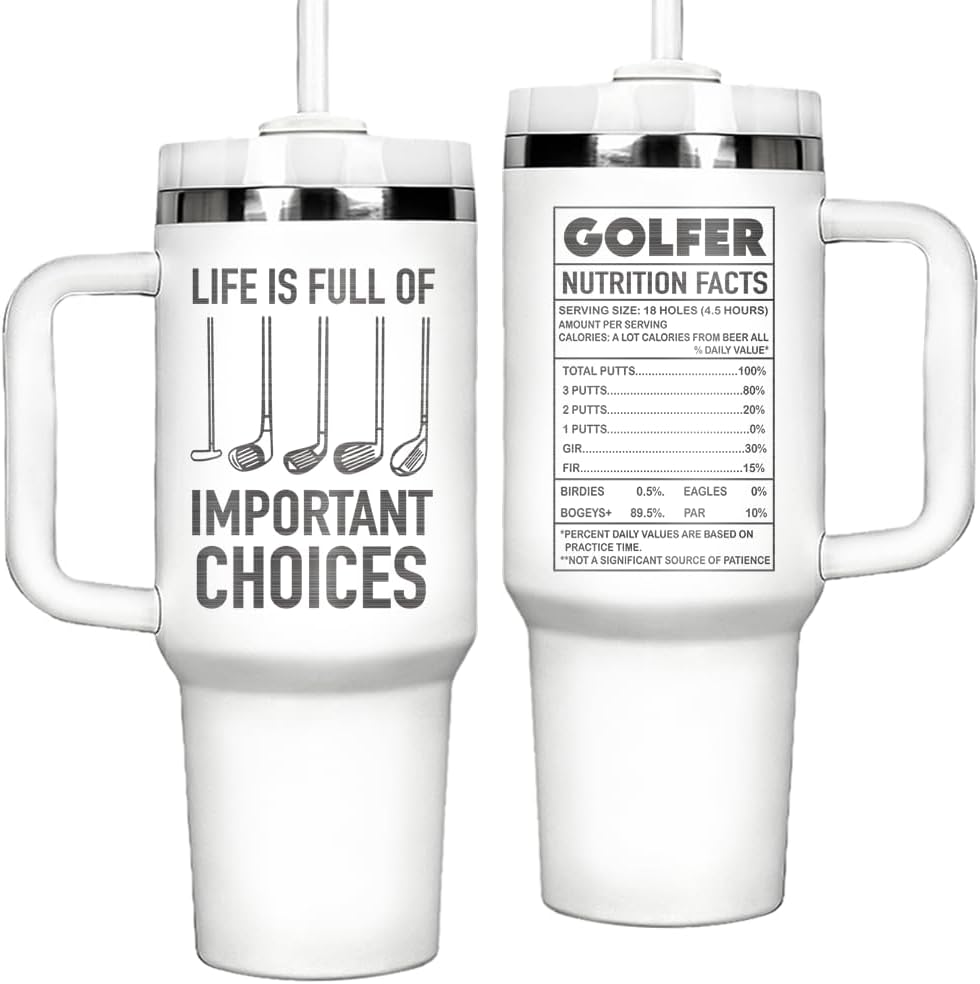 Golf Gifts for Men Grandpa Uncle Golfer Boss Dad Husband Boyfriend - 40Oz Life Full Of Important Choices Big Tumbler Golf Accessories Golfing Gifts for Birthday Fathers Day